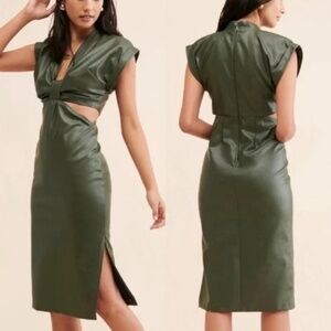 Anthropologie Faux Vegan Leather Dress with Cutouts